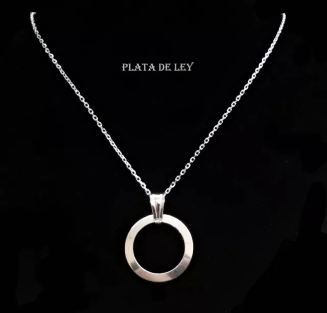 COLLAR CIRCULO de la VIDA y AMOR PLATA de 1ª LEY 925 . Longitud 40+1,5 cm