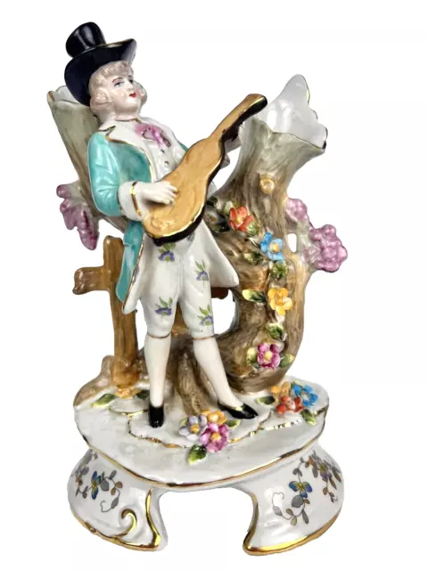 Figure Porcelain Meissen Dresden Rare Vintage Original Musician Signed Germany