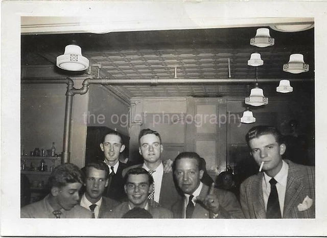 Vintage SMALL FOUND PHOTOGRAPH bw MID CENTURY MEN Original Portrait 19 13 R