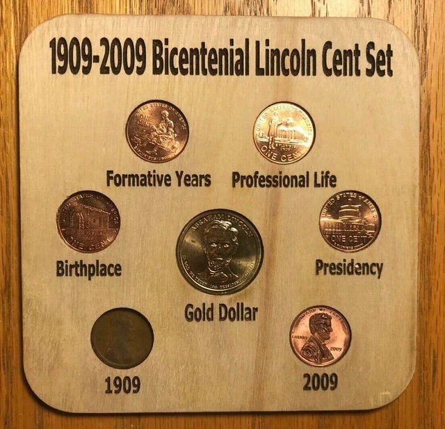 1909 - 2009 Lincoln One Cent Bicentennial Set & Gold Dollar CUSTOM and UNIQUE