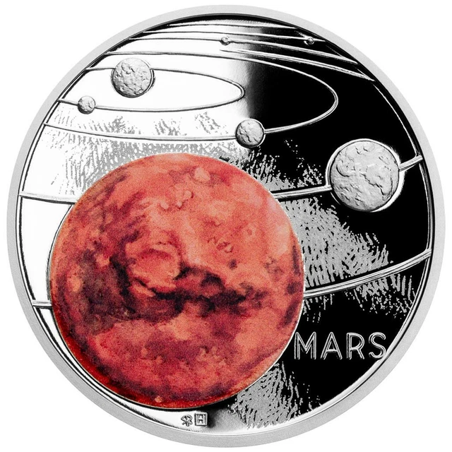 Silbermünze Der Mars Sonnensystem (6.) 2020 - Niue - 1 Oz PP in Farbe
