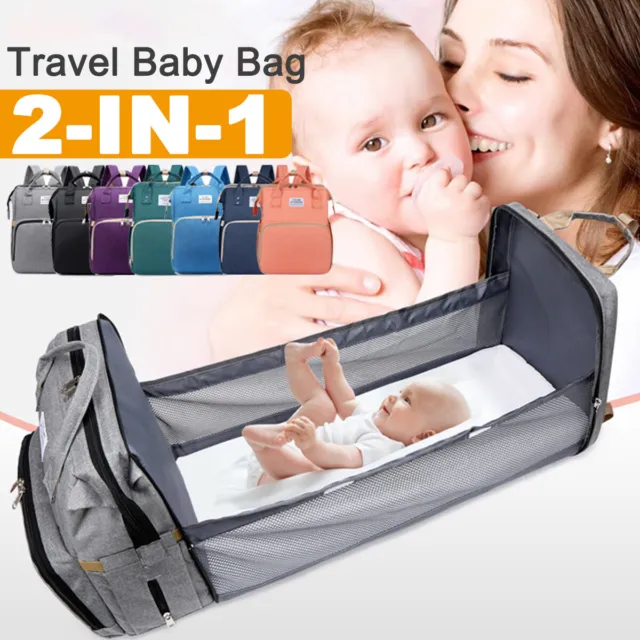 2IN1 Mummy Baby Diaper Bag Large Capacity Mom Travel Backpack Baby Nappy