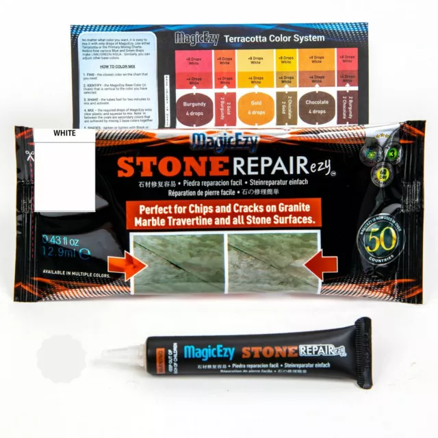 MagicEzy Stone RepairEzy (White): Granite Crack Repair Kit Epoxy | Seam Filler