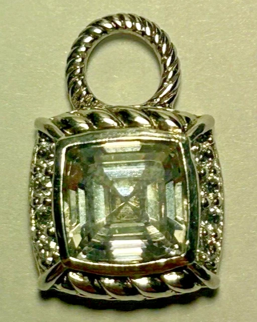 Judith Ripka 925 Sterling Silver Cushion Cut Cubic Zirconia Pendant Charm Judith Ripka 925 Sterling Silver Cushion Cut Cubic Zirconia Pendant Charm