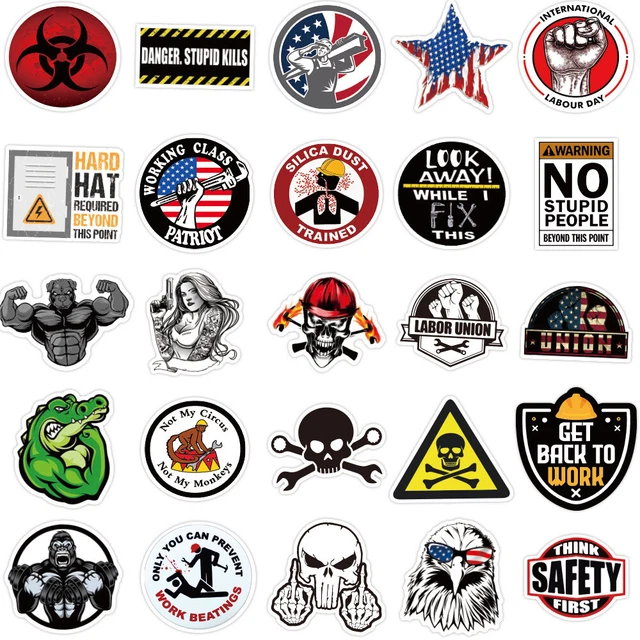 200 PIECES HARD Hat Stickers for Tool Box Helmet Funny Construction