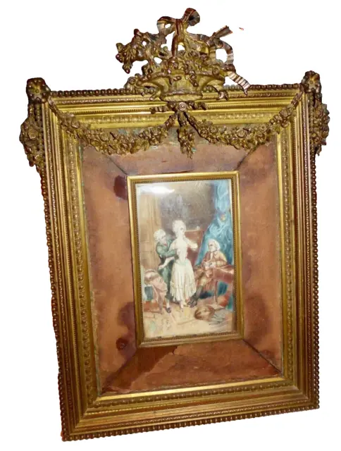19th SUPERB BEAUTIFUL FRENCH ART NOUVEAU DORE BRONZE PAINTING PICTURE FRAME