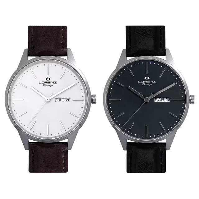 Lorenz Collezione Design Orologio da uomo in pelle Day Date