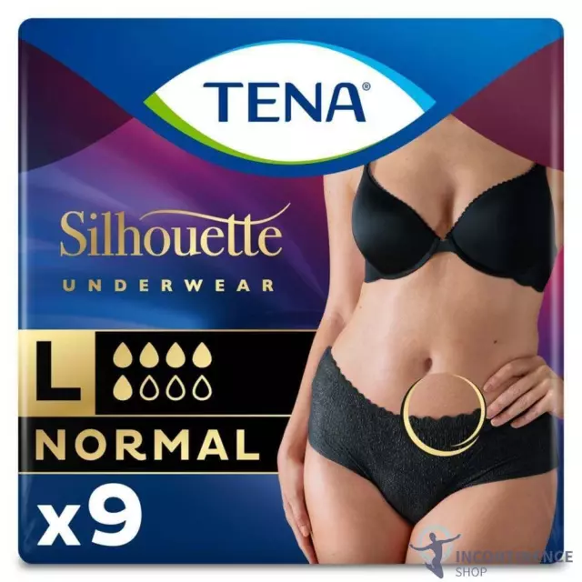TENA Lady Silhouette Pants Normal Low Waist Noir Large -(750ml)-Pack of 9  Pants 
