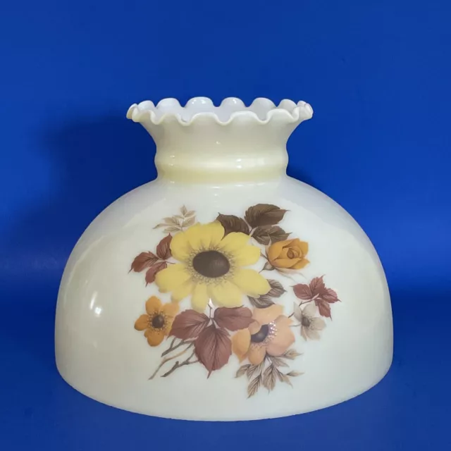 Vintage GWTW 10" Fitter Yellow Bouquet Oil Or Electric Glass Dome Lamp Shade
