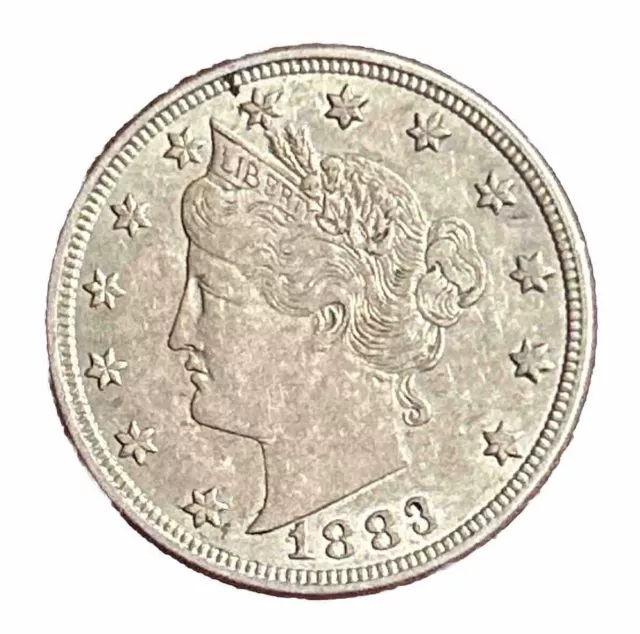1883 NO CENTS Liberty V Nickel XF/AU TOUGH DATE - FIRST YEAR OF ISSUE!