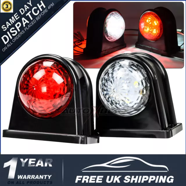 2X Led 12-24V Clearance Lights Side Marker Lamp White Red Trailer Truck Caravan