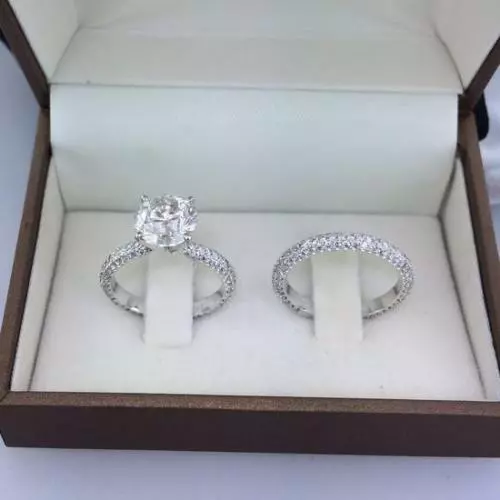 simple stylish bridal engagement ring set 2 ct round diamond 14k white gold over