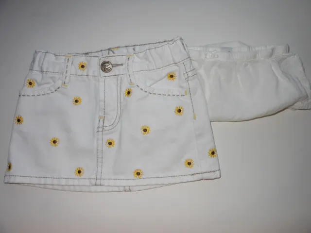 Baby Gap Sunflower White Denim Skirt Embroidered Sunflowers Size 2 Years EUC