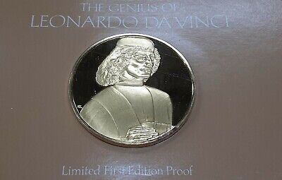 Franklin Mint Genius/DaVinci PF Gold Plated .925 Silver Medal- A Musician