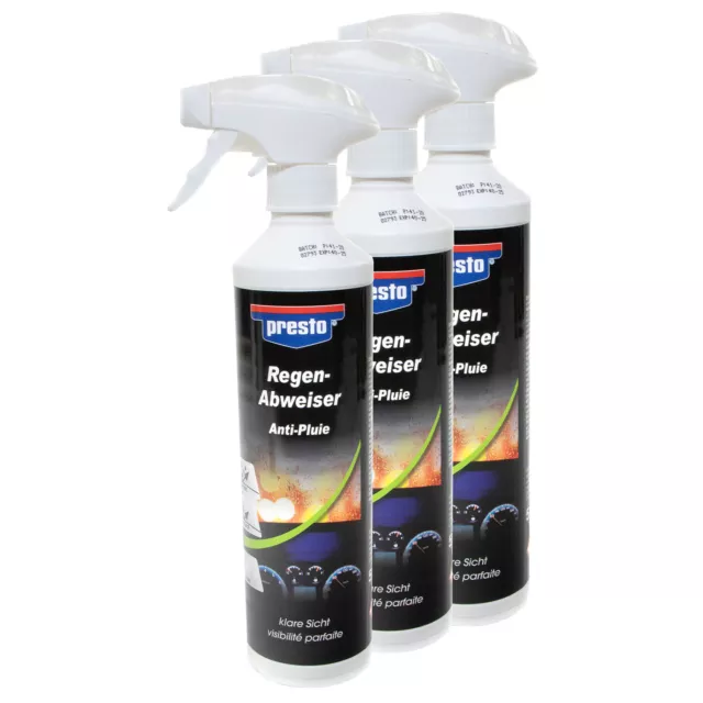 Presto 3x 500ml Deflettore Pioggia Spray Dischi Sigillante Idrorepellente 383335