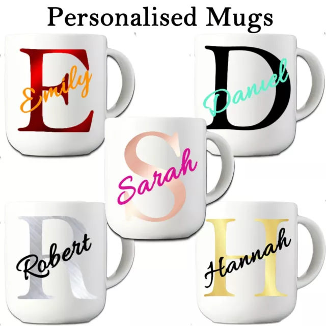 Personalized Coffee Mug Cup Name Initial Letter Monogram Text Personalised Gift