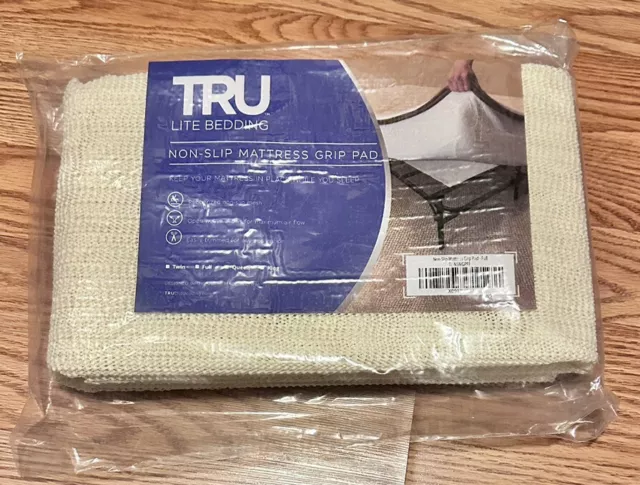 NEW TRU Lite Non Slip Mattress Grip Pad, Twin - King, white, rug gripper mat