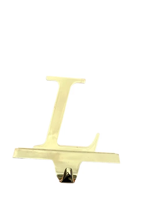 Initial Letter L Monogram Stocking Holder Hook Hanger Mantle Gold Metal