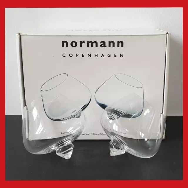 Boxed Set of 2 Normann Copenhagen Rocking Cognac Bowls Spirits Glasses Hagen