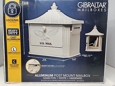 Gibraltar Hamilton Premium Large Locking Aluminum Post Mount Mailbox White
