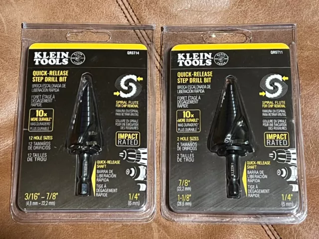 Klein Tools QRST11 & QRST14-Quick-Release Step Drill Bit-New