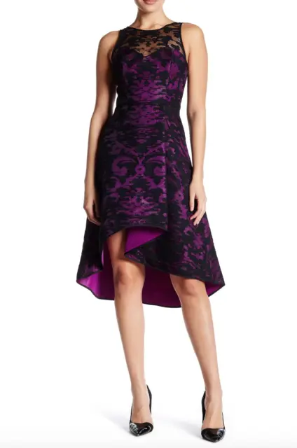 NWT $575 Milly Martina Dress Black/Raspberry [ SZ 10 ] #E417