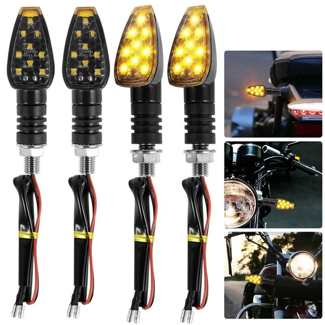 4 Clignotants LED Moto RUIZHI - 12/24V, Ambre, PC Ignifuge, Pour Moto, Quad, VTT