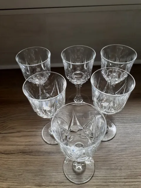 6 verres à vin blanc en cristal d'Arques modèle Auteuil H 13.4 cm 3