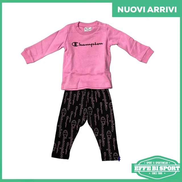 Tuta baby Champion bambina felpa girocollo e leggings completo set casual rosa