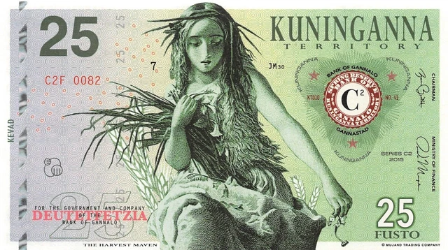 The Harvest Maven Banknote 25 Fusto 2015 Unc Specimen, Private, Note