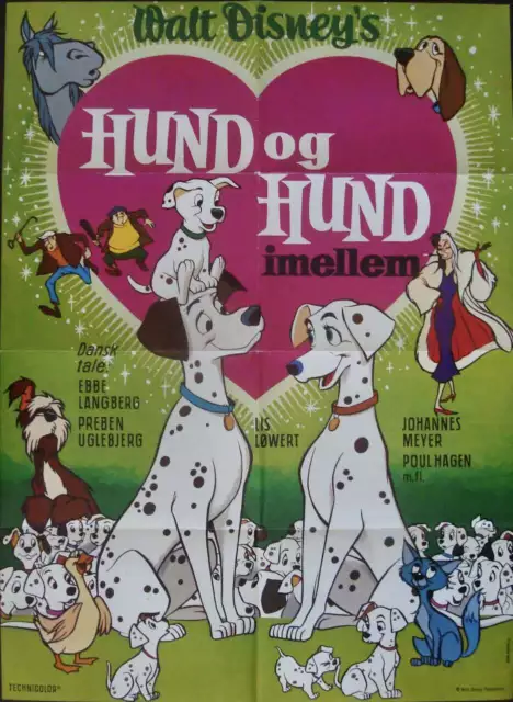 101 DALMATIANS Danish movie poster R72 WALT DISNEY Gorgeous