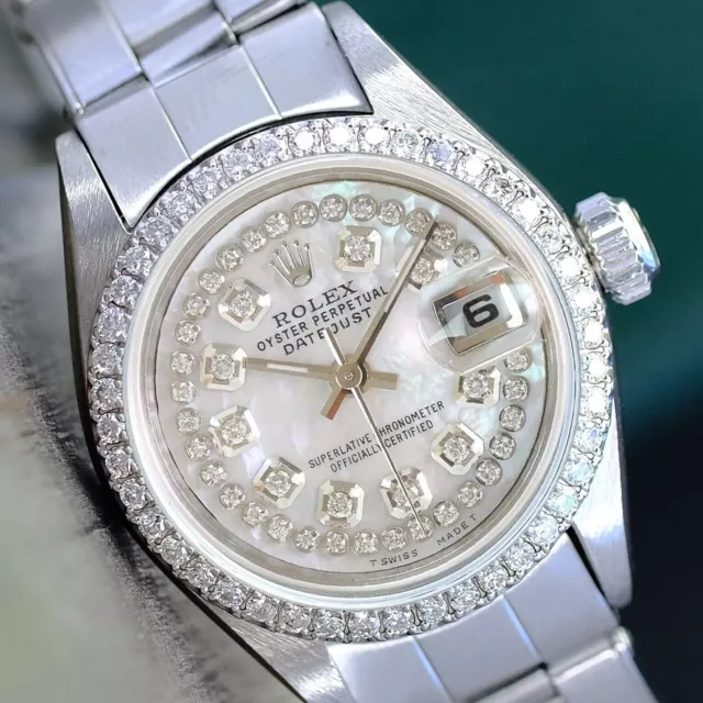 OROLOGIO ROLEX DONNA Ss Bianco Mop Quadrante Diamante Cinturino