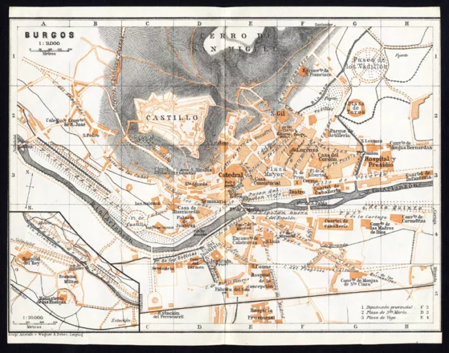 Antique Map-SPAIN-PLAN OF BURGOS-Karl Baedeker-1913