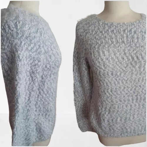 Buffalo David Bitton Soft Blue Fuzzy Knit Long Sleeve Eyelash Pullover Med/M