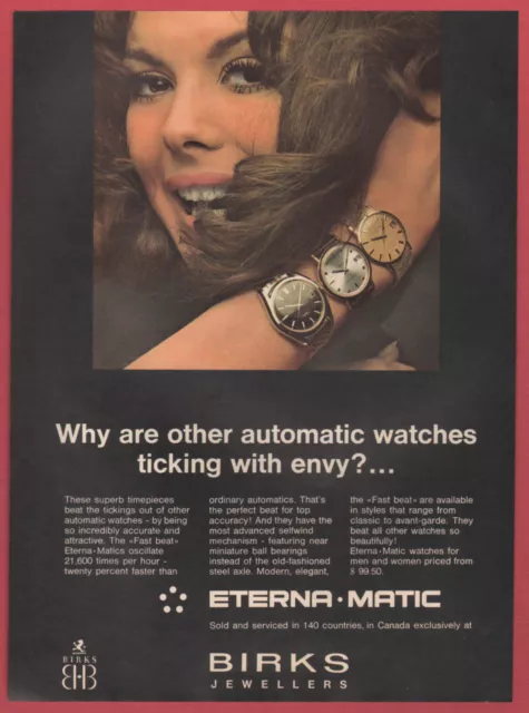 1974 Birks Jewellers print ad Eterna-Matic watch