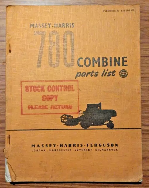 Massey Harris 780 Combine Parts List 1955