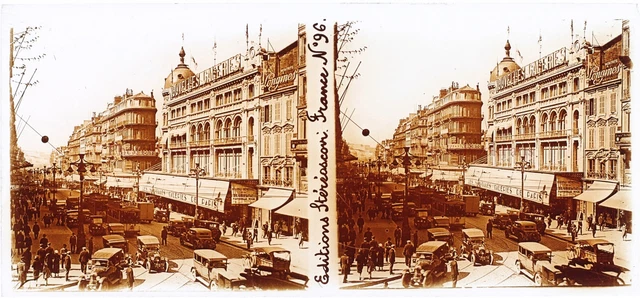 FRANCE Marseille New Galleries c1930 Photo Stereo Glass Plate Vintage 2