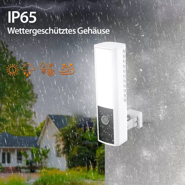 VisorTech** LED-Außenwandleuchte & WLAN-2K-Kamera, PIR, Nachtsicht, Sirene, weiß