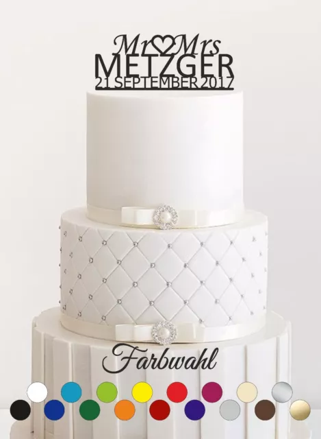 Tortenstecker Hochzeit personalisiert Cake Topper Acrylglas Figur WUNSCHNAME