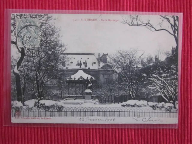 Cpa Written Stamp Saint Etienne Place Marengo Snow 42 Loire