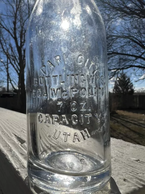 Park City Bottling Ed Mc Polin Soda Bottle Embossed Park City Utah Clear 7oz Old