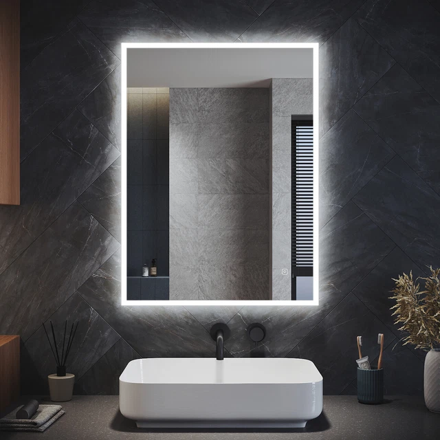 LED BATHROOM MIRROR with Shaver Socket Demister Touch Sensor ...