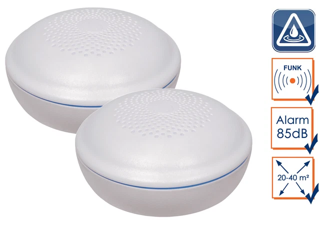 2x Alarma de agua conectable Sensor de agua Sensor de fugas para garaje ELRO Connects