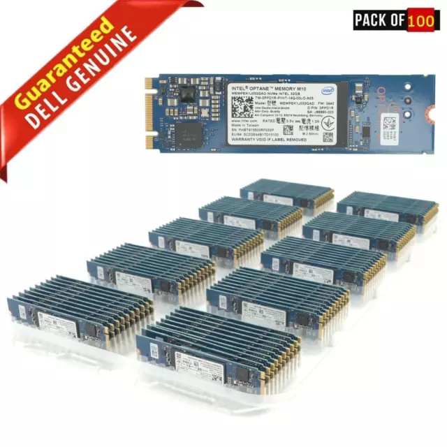Lot of 100 Intel Optane Memory M.2 MEMPEK1J032GA PCIe M10 2280 3. 3D Xpoint NVMe