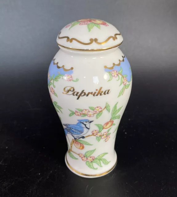 Lenox Birds and Blossoms Spice Jar 1994 Paprika Blue Ray Fine Porcelain