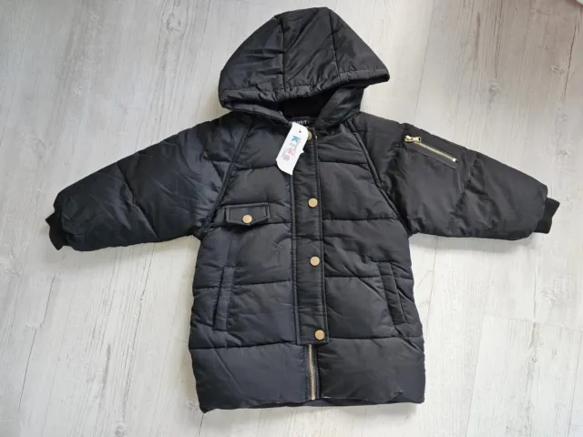 Girls Jacket 4-5 Years Kids Oversize Coat Black Pink / Outfits / New