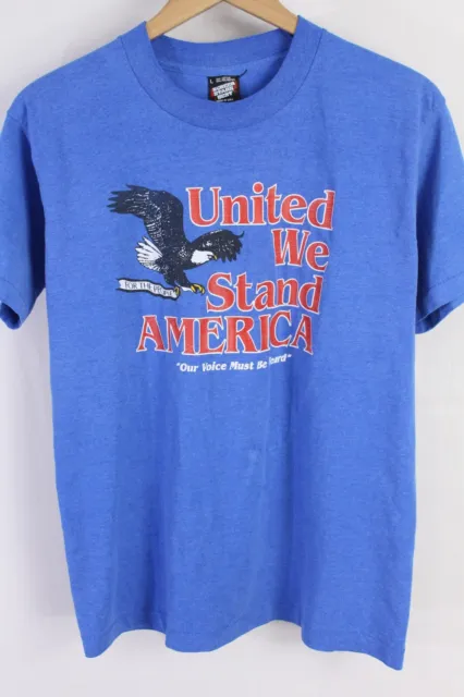 VTG Single Stitch Mens Large United We Stand Blue USA Made Short Sleeve T-Shirt