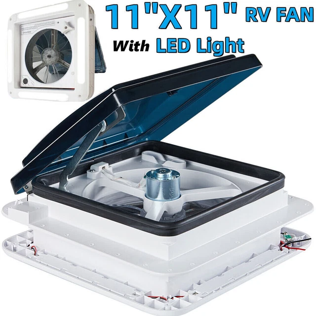 TURBO ROOF VENT Fan Camper LED Van Motorhome Caravan Skylight 11" 12V