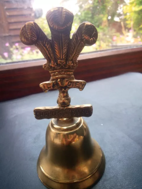 Prince Charles And Diana Royal Wedding Brass Bell vintage rare