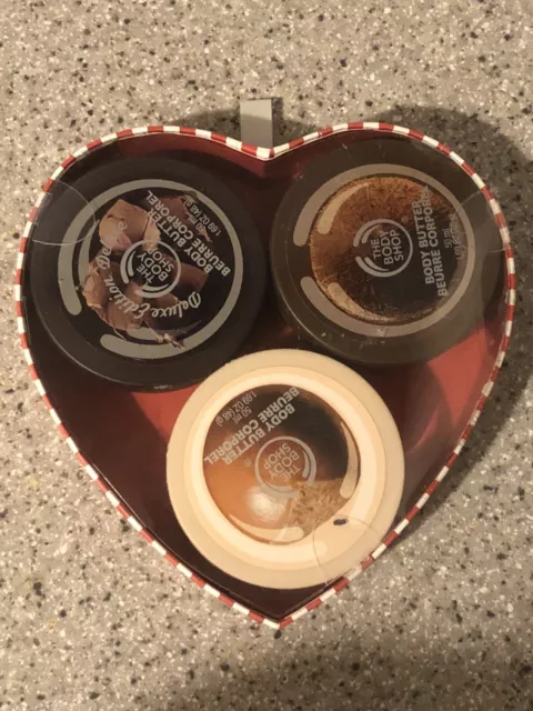 Body Shop Nutty Sweethearts Body Butter Heart Gift Set. Chocomania Coconut Shea